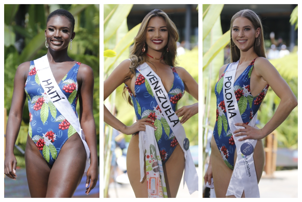Las representantes de Haití, Cassandre Jacques; Venezuela, Lisandra Chirinos, y Polonia, Ágata Wdowiak, destacaron en el desfile en traje de baño de ayer. Las representantes de Haití, Cassandre Jacques; Venezuela, Lisandra Chirinos, y Polonia, Ágata Wdowiak, destacaron en el desfile en traje de baño de ayer.