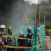 Zona de salida de gases en ladera de Cerro Bravo, en la vía Manizales-Bogotá. Foto del 15 de mayo.