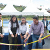Luz Cristina López, ministra del deporte, y el alcalde Jorge Eduardo Rojas, en la inauguración del Patinódromo del Bosque Popular de Manizales.