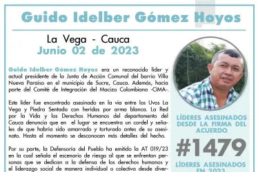 Asesinan a cinco personas, entre ellas dos líderes sociales, en Guaviare y Cauca
