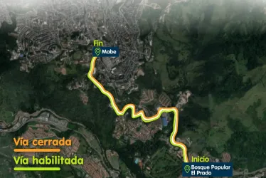 Este es el mapa del cierre vial que se tendrá este domingo en Manizales. 