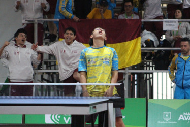 Jerónimo Hernández, tenismesista caldense, expresa su malestar tras la eliminación de Caldas en la modalidad equipos masculinos de tenis de mesa, frente a Tolima.