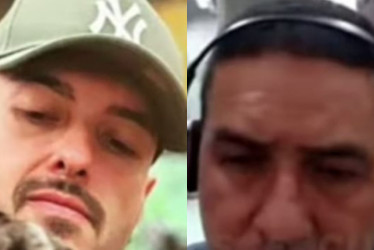 El productor musical Daniel Alejandro Velásquez, conocido como el Dr Velásquez (i), y quien sería su asesino y el de su pareja, el caldense Julián Alberto Quintero Agudelo (d).