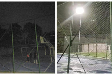 ANTES. Así estaba la iluminación el 31 de enero y el 10 de junio.          DESPUÉS. La zona de la canchas de fútbol están                                                                                                                        iluminadas. Seis meses en total tardó la entidad para                                                                                                                    iluminar la zona.