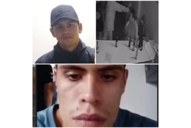 A Luis Alberto Pérez Patiño, de 28 años (izquierda), le disparó Joan Carlos Castaño Martínez (abajo) dentro de un bar de la zona urbana de Pácora (derecha). La acción quedó en video.