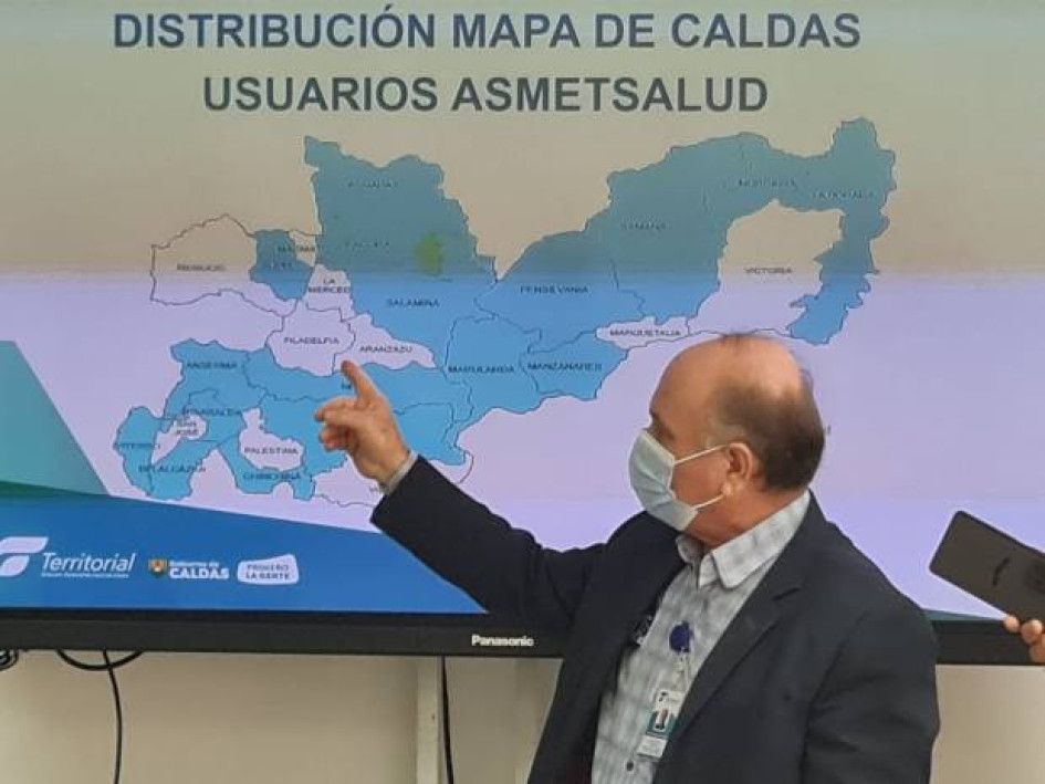 En 18 de los 27 municipios de Caldas predomina la afiliación de usuarios a Asmetsalud, como lo expuso ayer Héctor Uriel López, coordinador de la Red Pública de la DTSC. Foto I Cortesía DTSC I LA PATRIA En 18 de los 27 municipios de Caldas predomina la afiliación de usuarios a Asmetsalud, como lo expuso ayer Héctor Uriel López, coordinador de la Red Pública de la DTSC.