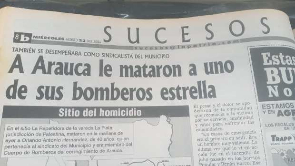 Así registró LA PATRIA el asesinato del bombero. Así registró LA PATRIA el asesinato del bombero.