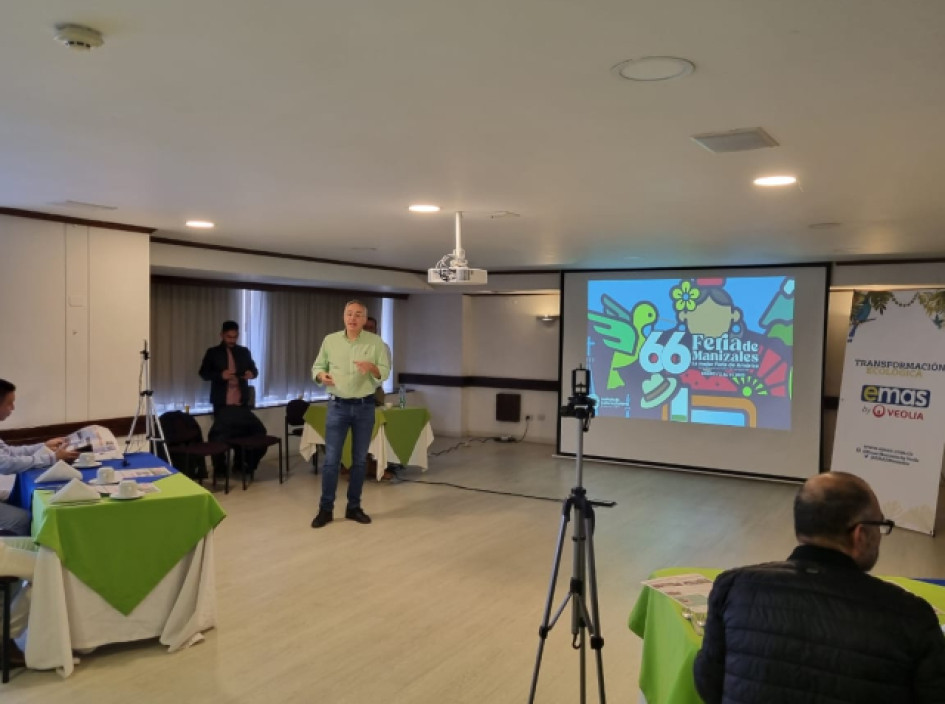 Juan Carlos Quintero, gerente de Emas, durante la presentación ante los medios de comunicación del operativo de la Feria de Manizales. Juan Carlos Quintero, gerente de Emas, durante la presentación ante los medios de comunicación del operativo de la Feria de Manizales.