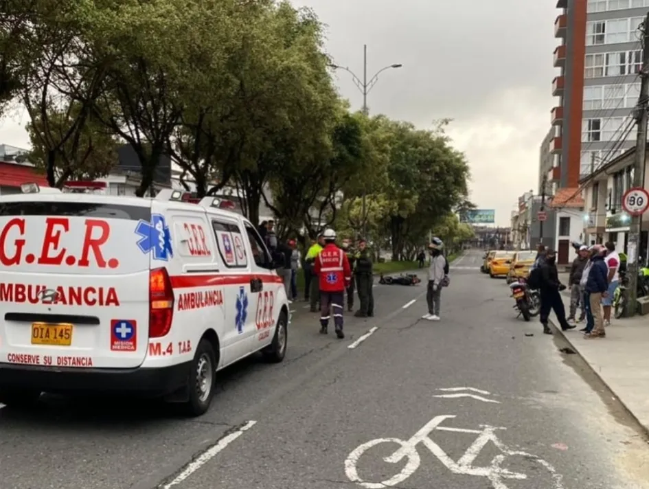 El sitio del accidente, en el sentido El Cable - Centro. Accidente en la Avenida Santander.