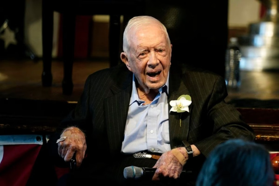 Jimmy Carter durante la celebración de su 75º aniversario de boda, el 10 de julio de 2021, en Plains (Georgia). Jimmy Carter durante la celebración de su 75º aniversario de boda, el 10 de julio de 2021, en Plains (Georgia).