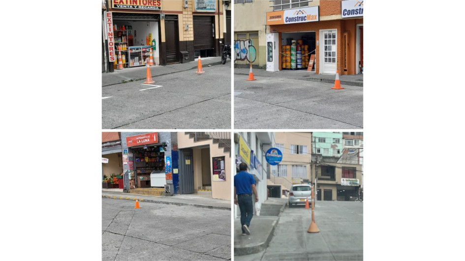 Puntos del barrio San Jorge donde los comerciantes ubican los conos. Puntos del barrio San Jorge donde los comerciantes ubican los conos.