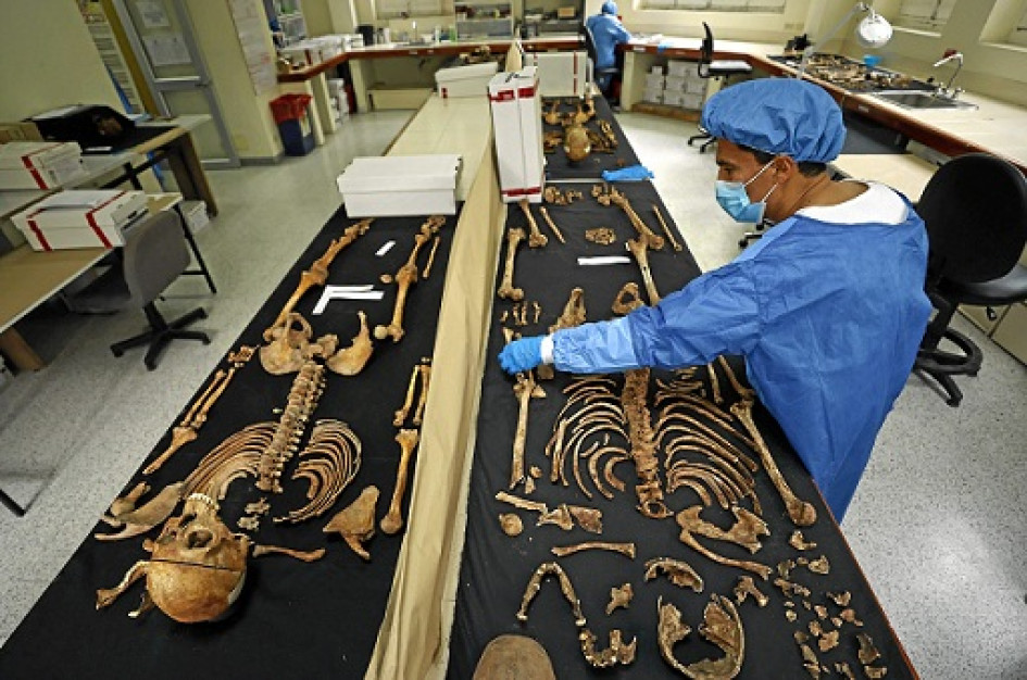 Los forenses tienen la tarea de armar los esqueletos de las víctimas. Los forenses tienen la tarea de armar los esqueletos de las víctimas.