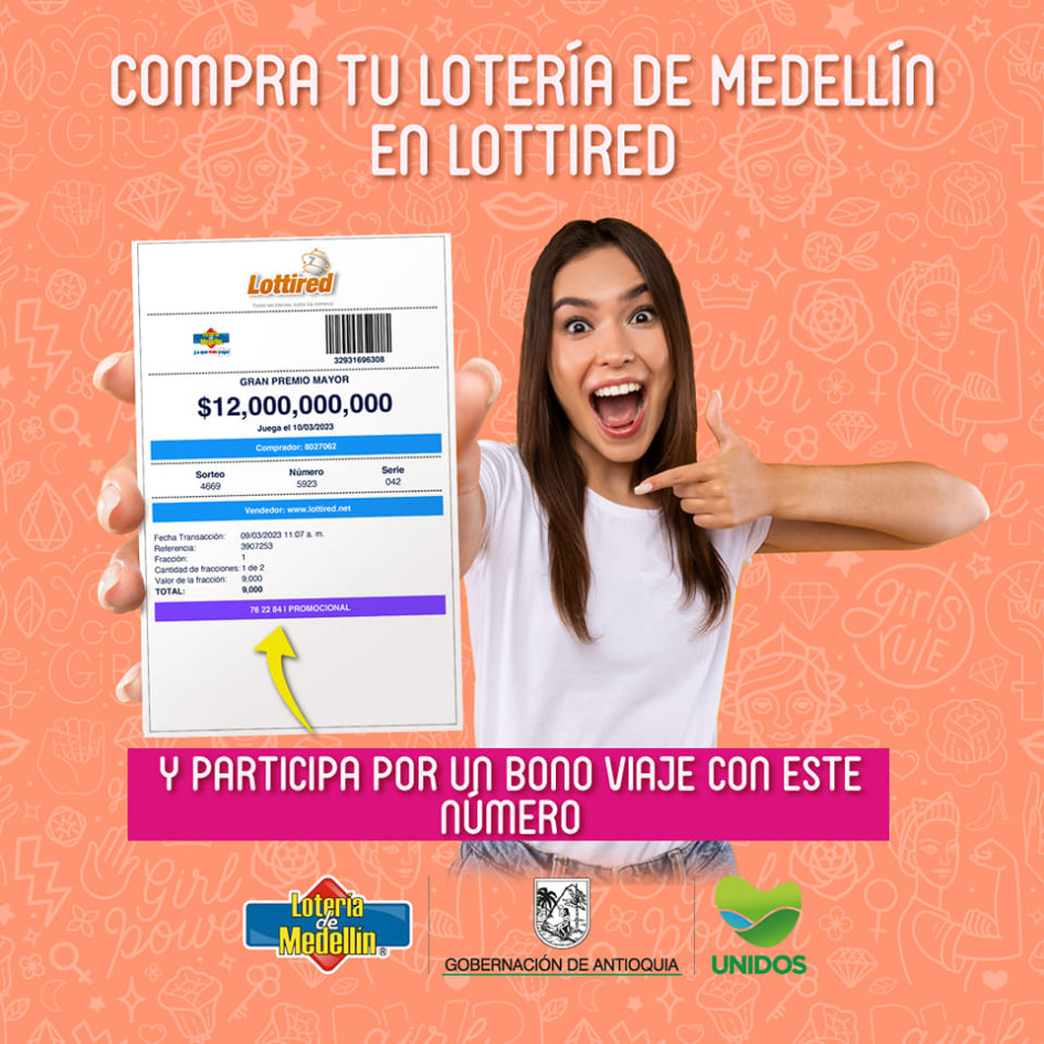 Resultado-loteria-de-medellin-10-de-marzo-2023 Mujer muestra su tiquete de la Lotería de Medellín