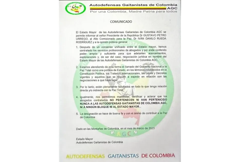 Clan del Golfo se muestra dispuesto a negociar la paz con Gobierno Clan del Golfo se muestra dispuesto a negociar la paz con Gobierno