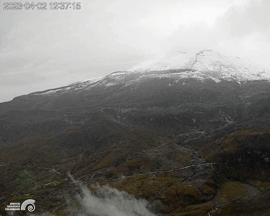 Foto|Cortesía Servicio Geológico Colombiano|LA PATRIA Imagen captada desde el sector El Gualí del Volcán Nevado del Ruiz.
