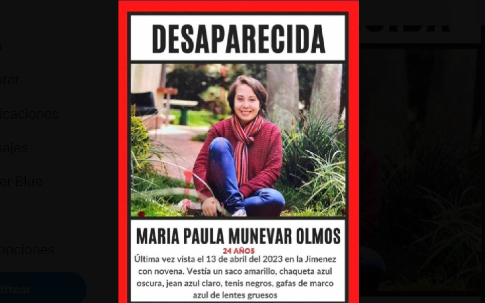 Con este cartel, sus seres queridos y conocidos adelantaban una fuerte campaña de búsqueda en Bogotá. Con este cartel, sus seres queridos y conocidos adelantaban una fuerte campaña de búsqueda en Bogotá.