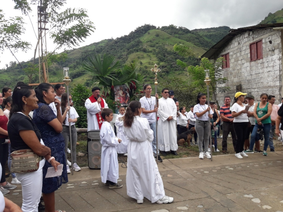 Desde los límites entre Antioquia y Caldas partió el viacrucis en Pueblo Nuevo, corregimiento de Pensilvania.