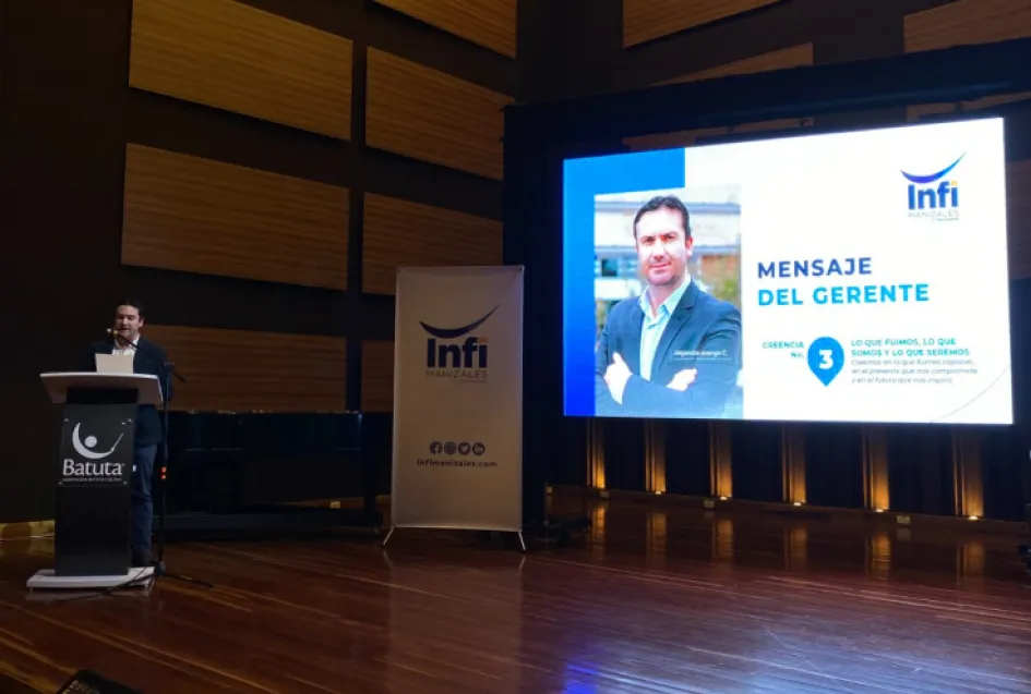 El gerente de Infimanizales, Alejandro Arango Castro, en la presentación de resultados del instituto de financiamiento de Manizales. El gerente de Infimanizales, Alejandro Arango Castro en la presentación de resultados de Infimanizales.