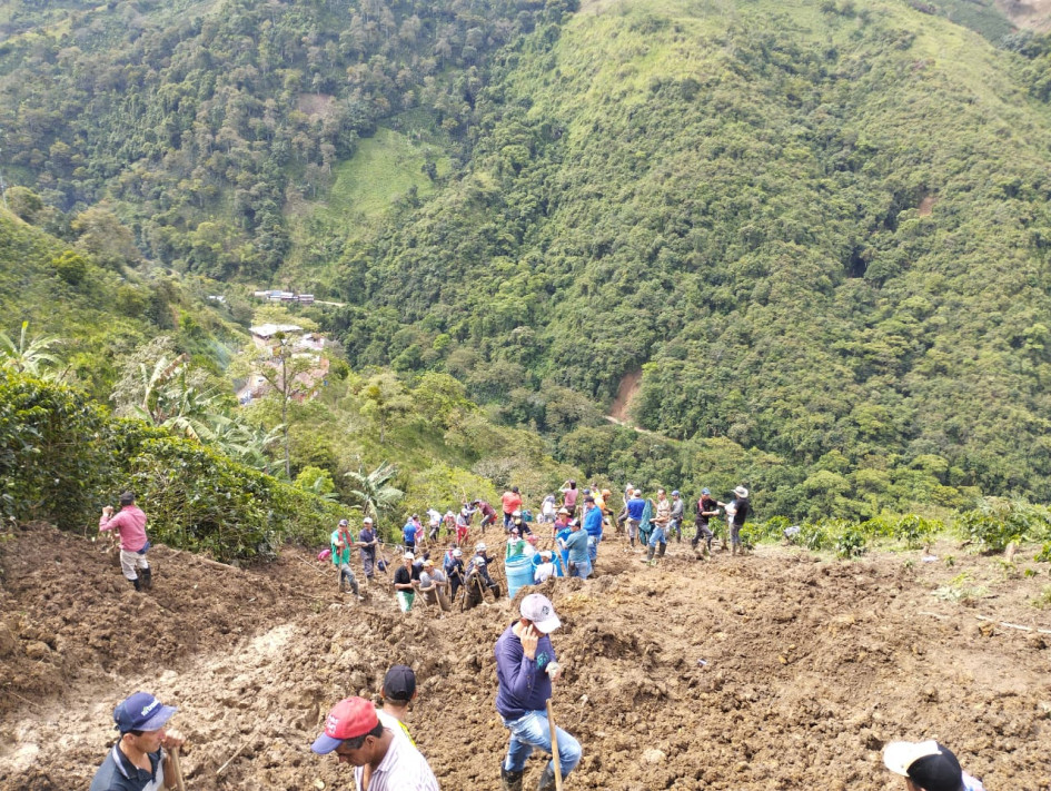 El terreno es empinado, lo que dificulta el trabajo de los socorristas. El terreno es empinado, lo que dificulta el trabajo de los socorristas.