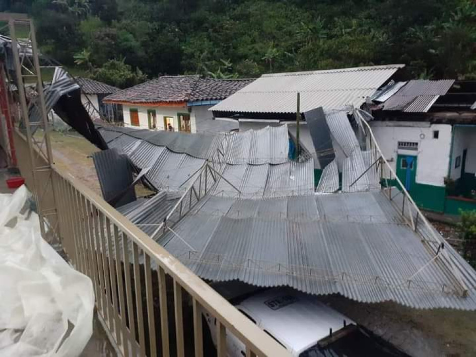 Casas destechadas por aguacero en Riosucio. Casas destechadas por aguacero en Riosucio.