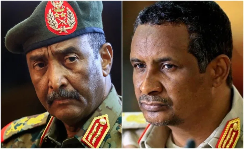 Abdel Fattah al Burhan, comandante de las Fuerzas Armadas de Sudán (FAS) y Mohamed Hamdan Dagalo "Hemedti", jefe de las Fuerzas de Apoyo Rápido (FAR) Abdel Fattah al Burhan, comandante de las Fuerzas Armadas de Sudán (FAS) y Mohamed Hamdan Dagalo "Hemedti", jefe de las Fuerzas de Apoyo Rápido (FAR)