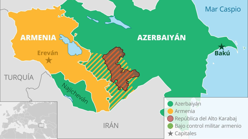 Mapa de la situación en Armenia, Azerbaiyán y el Alto Karabaj después de la primera guerra del Alto Karabaj Mapa de la situación en Armenia, Azerbaiyán y el Alto Karabaj después de la primera guerra del Alto Karabaj