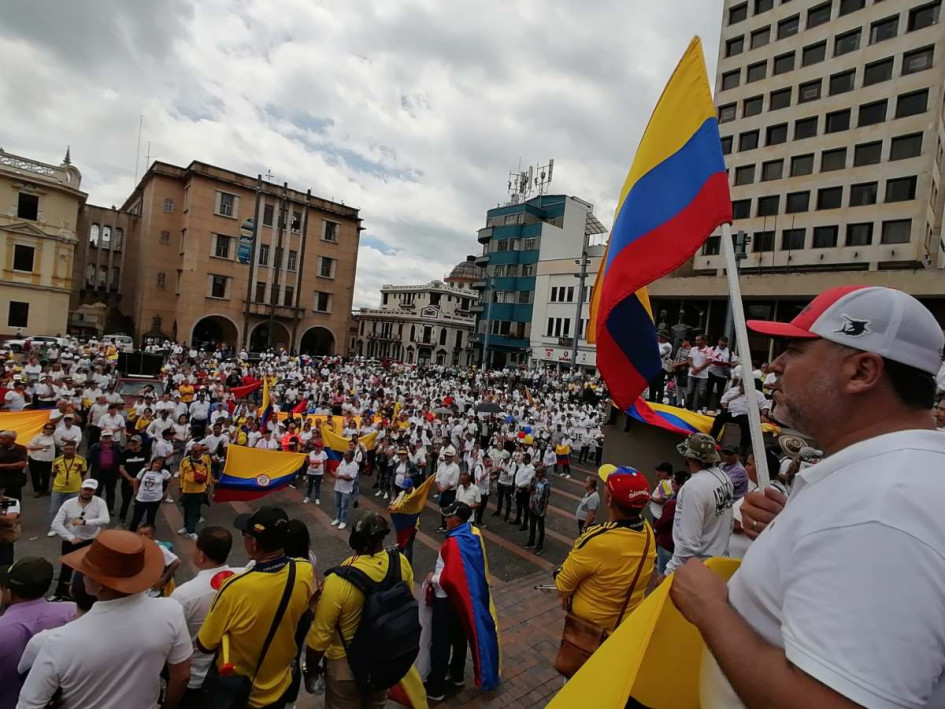 La movilización contó con la presencia de veteranos de la Fuerza Pública.