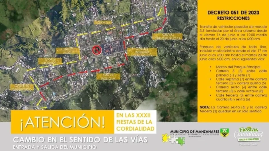 Tenga en cuenta las restricciones de movilidad en Manzanares por Fiestas de la Cordialidad Tenga en cuenta las restricciones de movilidad en Manzanares por Fiestas de la Cordialidad