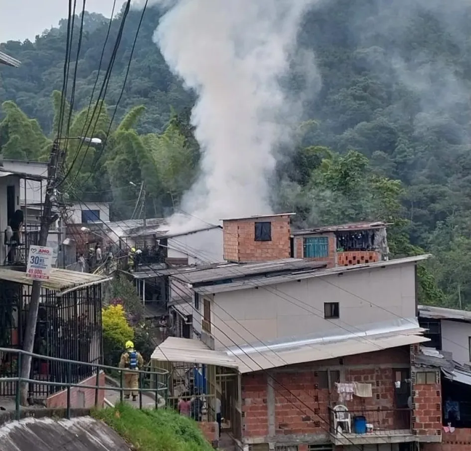 Sitio del incendio en La Carrilera (Manizales). Sitio del incendio en La Carrilera (Manizales).