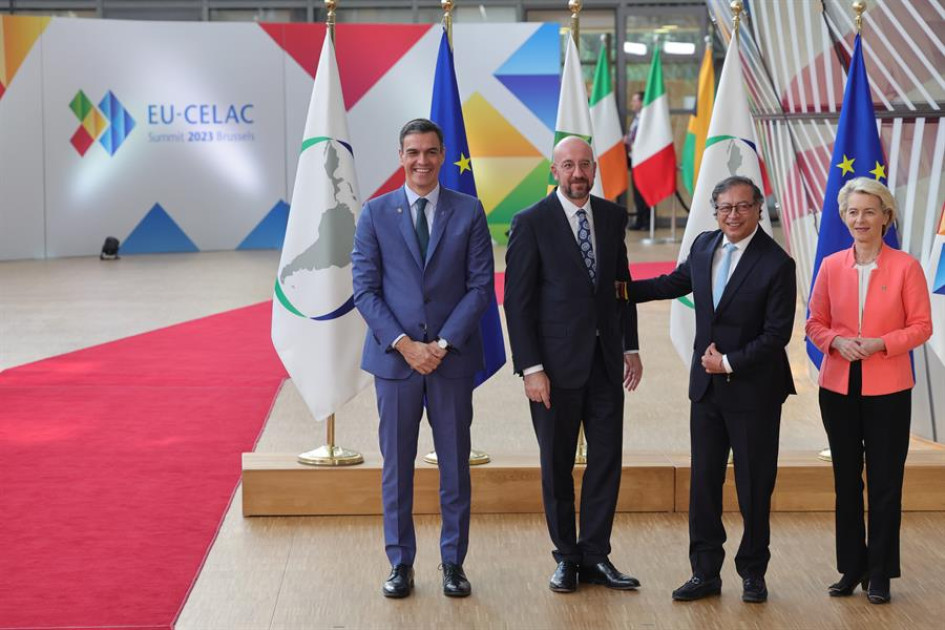 Pedro Sánchez, Charles Michel, Gutavo Petro y Ursula von der Leyen en el arranque de la Celac en Bruselas. Pedro Sánchez, Charles Michel, Gutavo Petro y Ursula von der Leyen en el arranque de la Celac en Bruselas.