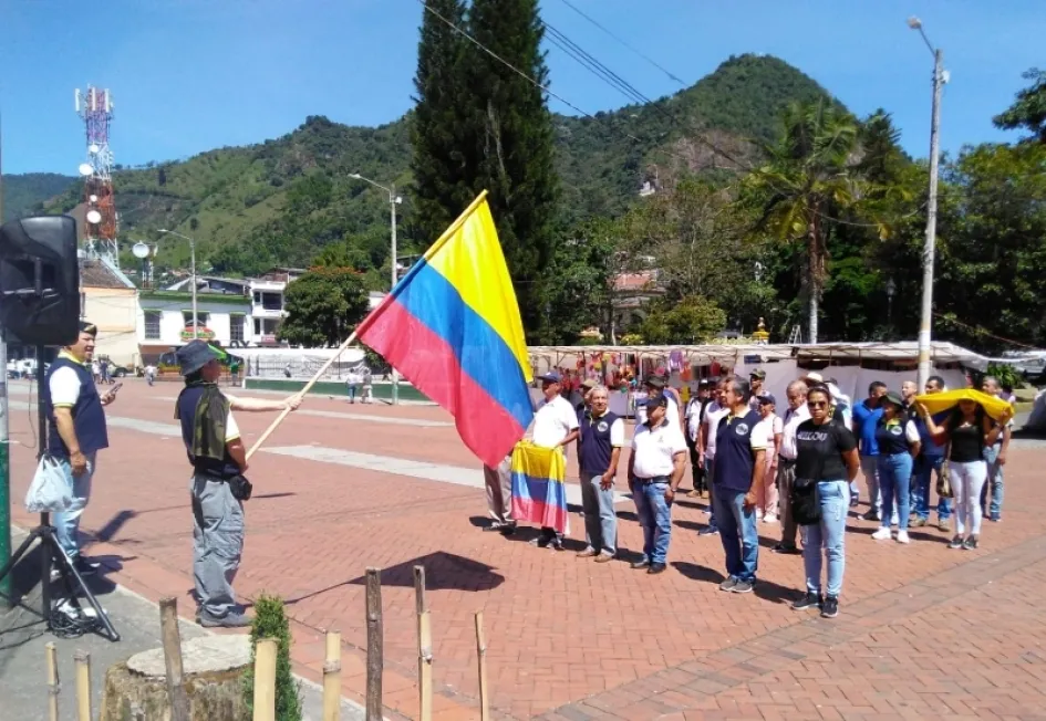 Protesta de veteranos y reservistas de las Fuerzas Armadas y la Policía en Riosucio (Caldas). Protesta de veteranos y reservistas de las Fuerzas Armadas y la Policía en Riosucio (Caldas).