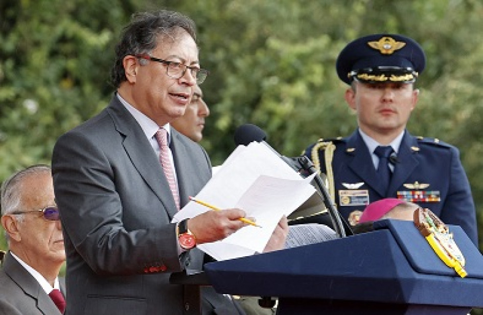 El presidente, Gustavo Petro, en su discurso de ayer en el Puente de Boyacá. El presidente, Gustavo Petro, en su discurso de ayer en el Puente de Boyacá.