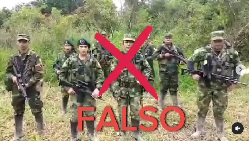 Este es el video que circula en redes sociales de un grupo armado en el que se refiere a Caldas y que es falso, según el Batallón Ayacucho.
