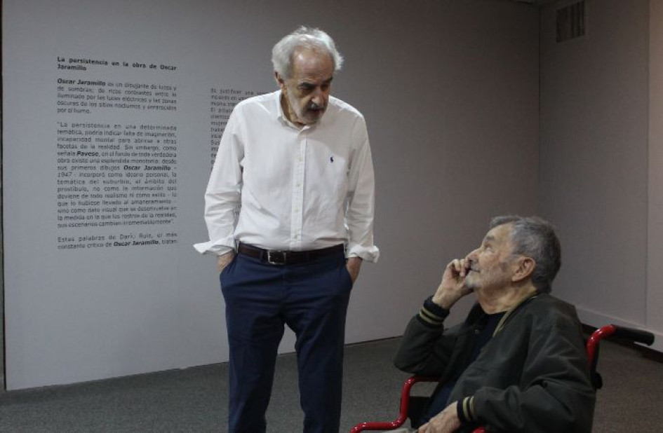 El artista de Medellín (Antioquia) Óscar Jaramillo con el curador del Museo de Arte de Caldas, Alberto Moreno. El artista de Medellín (Antioquia) Óscar Jaramillo con el curador del Museo de Arte de Caldas, Alberto Moreno.