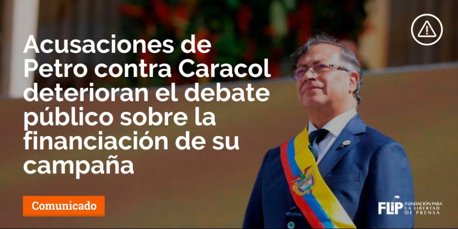 La Flip ya se había pronunciado en ocasiones anteriores por ataques del presidente Petro a la prensa. La Flip ya se había pronunciado en ocasiones anteriores por ataques del presidente Petro a la prensa.