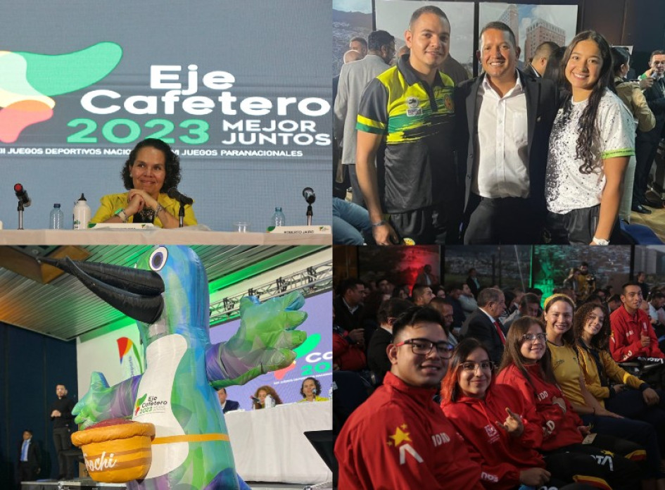 Los XXII Juegos Deportivos Nacionales y VI Paranacionales fueron ratificados y presentados ayer en Bogotá para el Eje Cafetero. Trochi, la mascota de las justas, abrió la programación. Los XXII Juegos Deportivos Nacionales y VI Paranacionales fueron ratificados y presentados ayer en Bogotá para el Eje Cafetero. Trochi, la mascota de las justas, abrió la programación.
