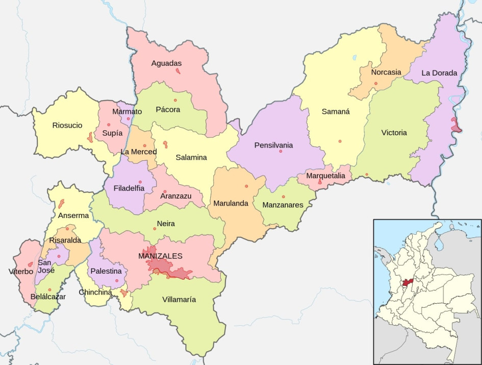 Los municipios del departamento de Caldas.