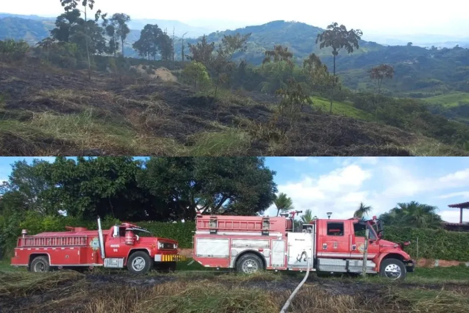 La hectárea afectada por las llamas en la vereda La Pava en Manizales. La hectárea afectada por las llamas en la vereda La Pava en Manizales.