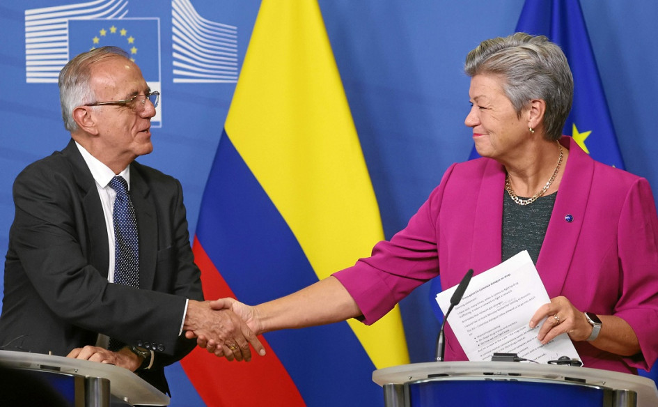 Iván Velásquez, ministro de Defensa de Colombia, se reunió con la comisaria europea de Interior, Ylva Johansson.