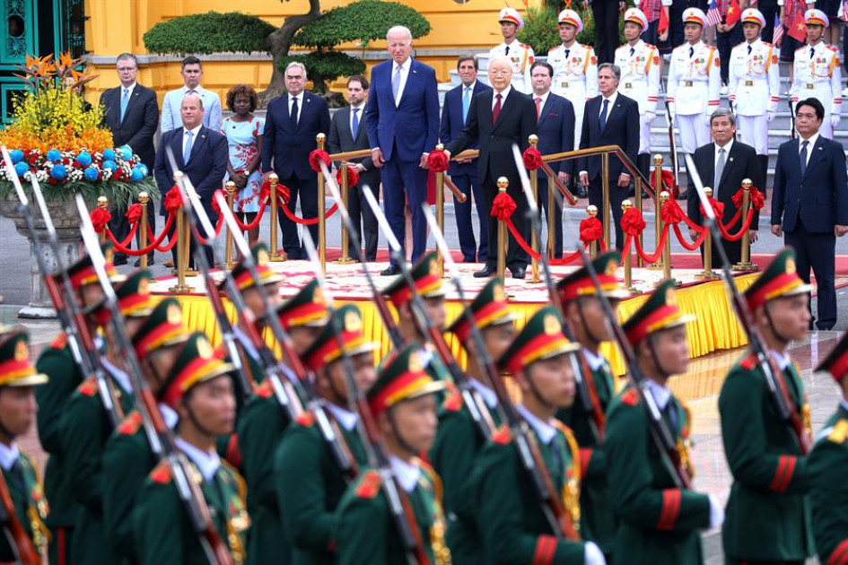 Joe Biden, y la máxima autoridad vietnamita, Nguyen Phu Trong Joe Biden, y la máxima autoridad vietnamita, Nguyen Phu Trong