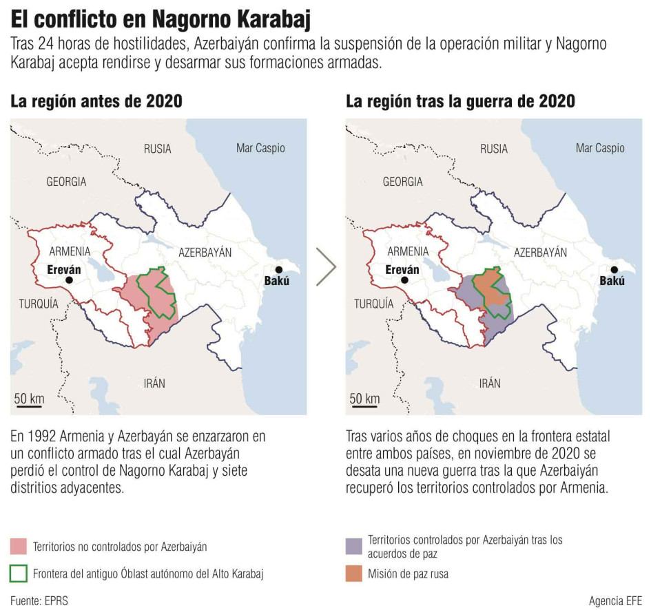 Mapa sobre el conflicto en Nagorno Karabaj. Mapa sobre el conflicto en Nagorno Karabaj.