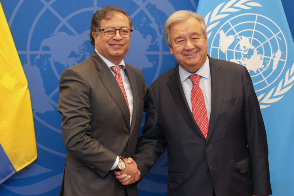 Gustavo Petro y Antonio Guterres El presidente, Gustavo Petro, y el secretario general de la ONU, Antonio Guterres.