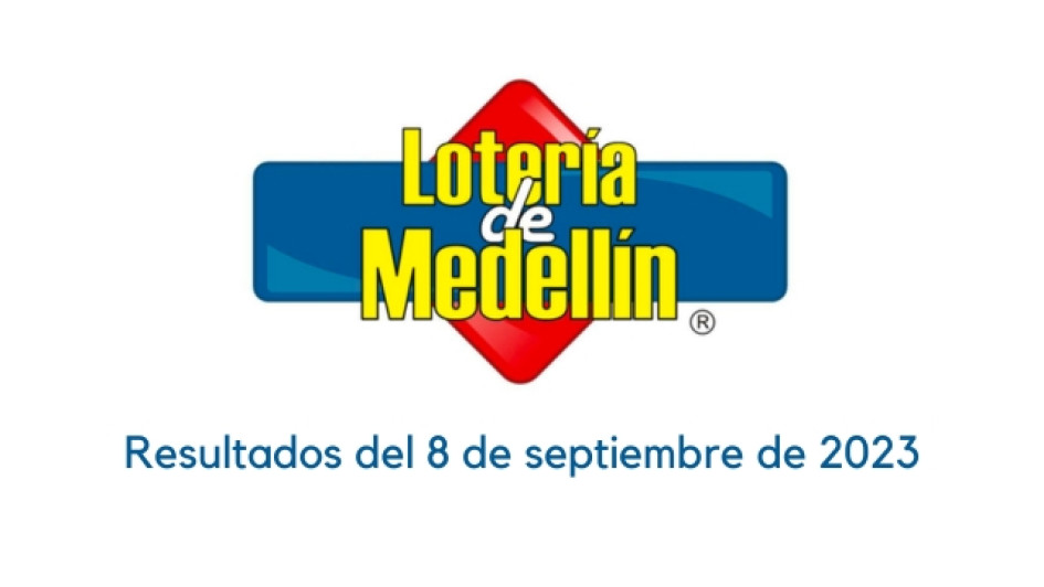 Loteria-de-Medellin-resultados-8-septiembre-2023 Logo de la Lotería de Medellín con un texto abajo que dice "Resultados del 8 de septiembre de 2023"