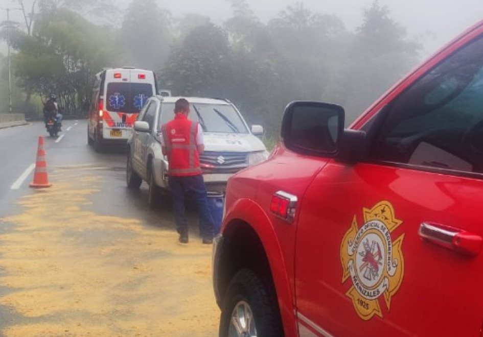 En este sector ocurrió el accidente de tránsito en la doble calzada Manizales - Chinchiná Accidente de tránsito en la doble calzada Manizales - Chinchiná