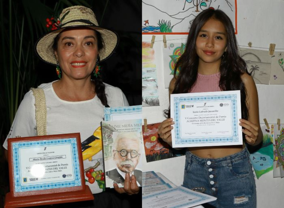 Maria Resfa Loaiza Giraldo, ganadora de la categoría libre y Tania Labrado Jaramillo, ganadora en la categoría para los estudiantes. Maria Resfa Loaiza Giraldo, ganadora de la categoría libre y Tania Labrado Jaramillo, ganadora en la categoría para los estudiantes.