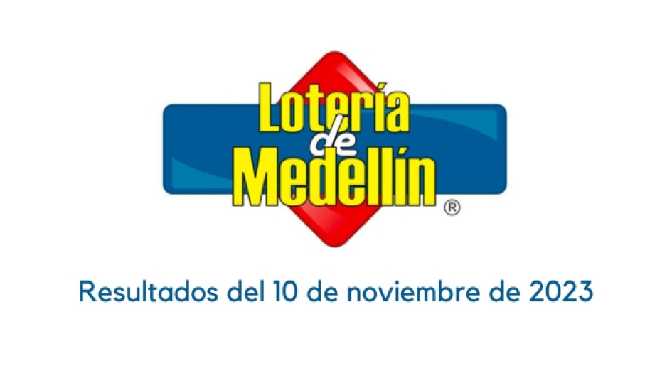 Loteria-de-Medellin-resultados-viernes-10-de-noviembre-2023 Logo de la Lotería de Medellín con un texto abajo que dice "Resultados del 10 de noviembre de 2023"