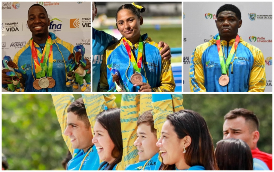 Luis Quiñónez, Brigidh Mayorga, Alexánder Borja y el equipo de relevos en actividades subacuáticas fueron algunos de los medallistas de plata y bronce destacados para Caldas. Luis Quiñónez, Brigidh Mayorga, Alexánder Borja y el equipo de relevos en actividades subacuáticas fueron algunos de los medallistas de plata y bronce destacados para Caldas.