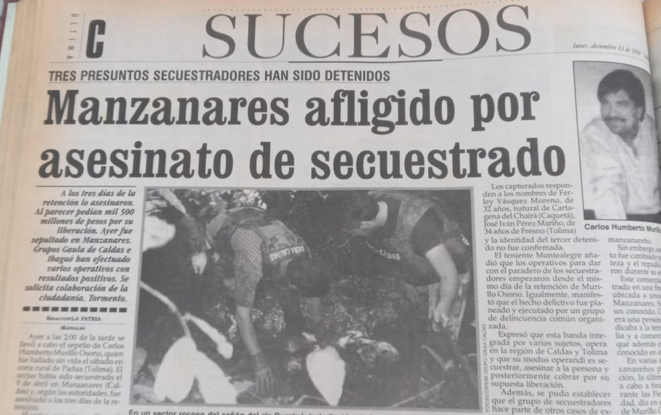 En 1999 LA PATRIA informó sobre un crimen del Ejército Revolucionario Guevarista en Caldas. En 1999 LA PATRIA informó sobre un crimen del Ejército Revolucionario Guevarista en Caldas.