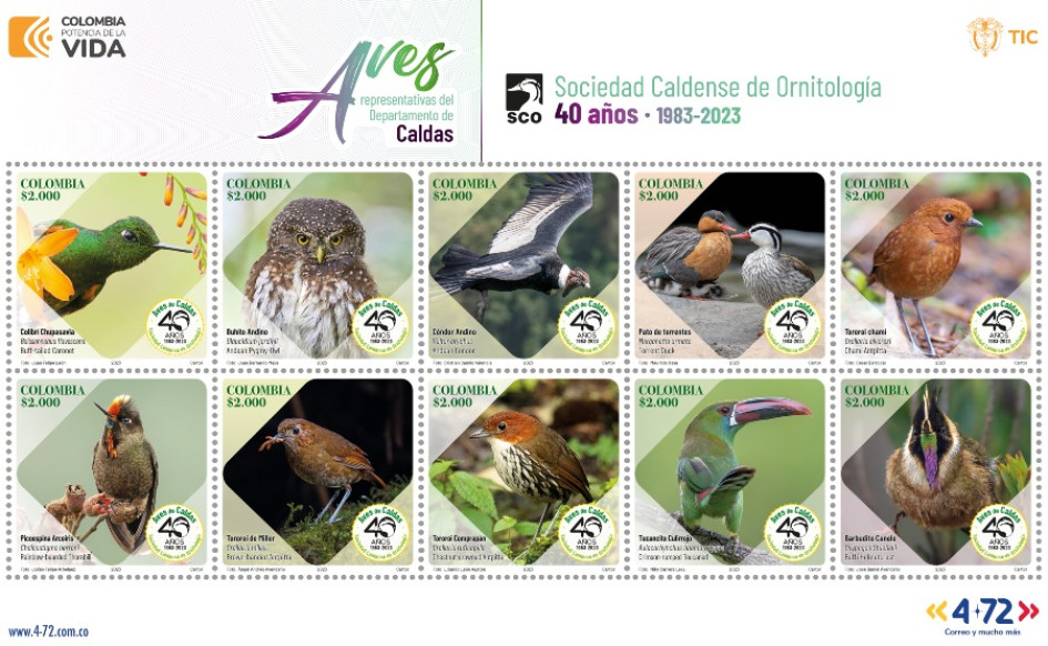 la emisión filatélica de aves representativas de Caldas la emisión filatélica de aves representativas de Caldas