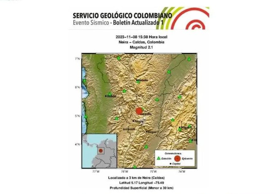Sismo de 2,1 de magnitud en Neira Sismo de 2,1 de magnitud en Neira